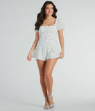 The Sweeter Than Floral Short Sleeve Tie-Back Romper is an elevated one-piece that blends sleek sophistication with playful charm, perfect for nailing casual or formal outfits.