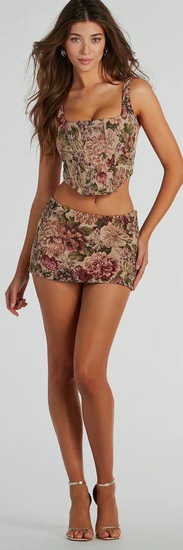 So Rare Floral Tapestry Micro Mini Skort