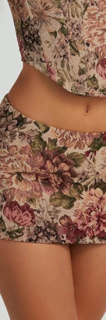 So Rare Floral Tapestry Micro Mini Skort