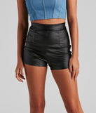 High Waist Coated Faux Leather Shorts is a fire pick to create a concert outfit, 2024 festival looks, outfits for raves, or to complete your best party outfits or clubwear!