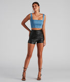 High Waist Coated Faux Leather Shorts is a fire pick to create a concert outfit, 2024 festival looks, outfits for raves, or to complete your best party outfits or clubwear!