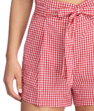 Picnic Time Gingham Paper Bag Shorts for 2023 festival outfits, festival dress, outfits for raves, concert outfits, and/or club outfits
