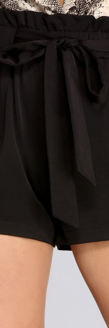 Poised Paperbag High Waist Woven Shorts for 2023 festival outfits, festival dress, outfits for raves, concert outfits, and/or club outfits