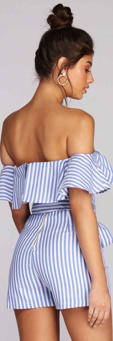 Ruffled And Striped Romper for 2022 festival outfits, festival dress, outfits for raves, concert outfits, and/or club outfits