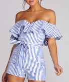 Ruffled And Striped Romper for 2022 festival outfits, festival dress, outfits for raves, concert outfits, and/or club outfits