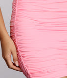 You’ll look stunning in the Sweet Tooth Ruched Mini Skirt when paired with its matching separate to create a glam clothing set perfect for a New Year’s Eve Party Outfit or Holiday Outfit for any event!