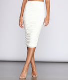You’ll look stunning in the White Hot Midi Skirt when paired with its matching separate to create a glam clothing set perfect for a New Year’s Eve Party Outfit or Holiday Outfit for any event!