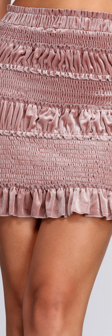 You’ll look stunning in the Crushin' On You Velvet Mini Skirt when paired with its matching separate to create a glam clothing set perfect for a New Year’s Eve Party Outfit or Holiday Outfit for any event!