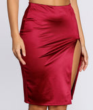 Sultry Satin High Slit Skirt