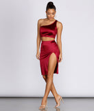 Sultry Satin High Slit Skirt