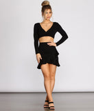 Ruffle Hem Ponte Mini Skirt provides a stylish start to creating your best summer outfits of the season with on-trend details for 2023!