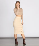 Button Detail Sweater Midi Skirt provides a stylish start to creating your best summer outfits of the season with on-trend details for 2023!