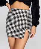 Houndstooth Knit Mini Skirt for 2022 festival outfits, festival dress, outfits for raves, concert outfits, and/or club outfits