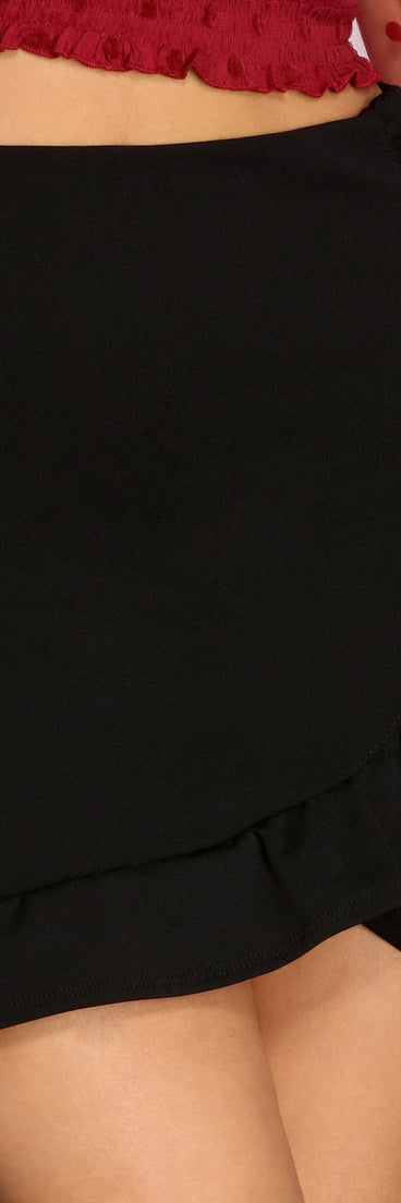 Flirty Flair Ruffle Mini Skirt for 2023 festival outfits, festival dress, outfits for raves, concert outfits, and/or club outfits