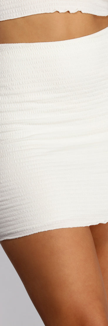 Sassy Smocked Mini Skirt provides a stylish start to creating your best summer outfits of the season with on-trend details for 2023!