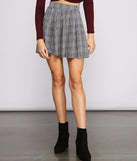 Chic Houndstooth Pleated Mini Skirt for 2023 festival outfits, festival dress, outfits for raves, concert outfits, and/or club outfits