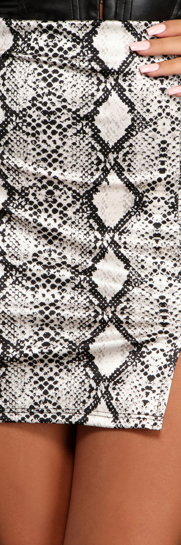 Sassy Style Snake Print Mini Skirt for 2023 festival outfits, festival dress, outfits for raves, concert outfits, and/or club outfits