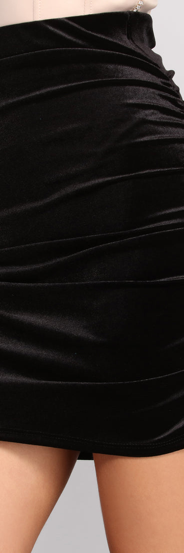 Sultry Ruched Velvet Mini Skirt provides a stylish start to creating your best summer outfits of the season with on-trend details for 2023!