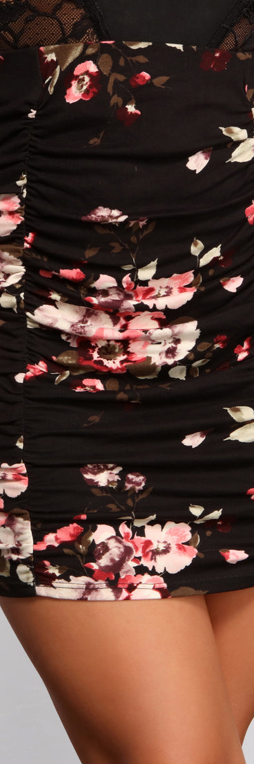 Romantic And Chic Floral Mini Skirt for 2023 festival outfits, festival dress, outfits for raves, concert outfits, and/or club outfits