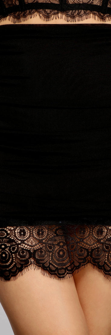 Lace Glam Ruched Mini Skirt for 2023 festival outfits, festival dress, outfits for raves, concert outfits, and/or club outfits