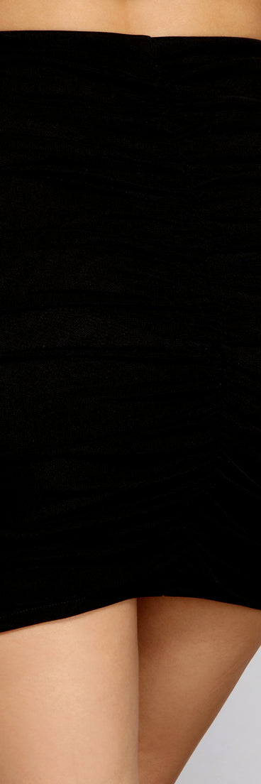 Lace Glam Ruched Mini Skirt provides a stylish start to creating your best summer outfits of the season with on-trend details for 2023!