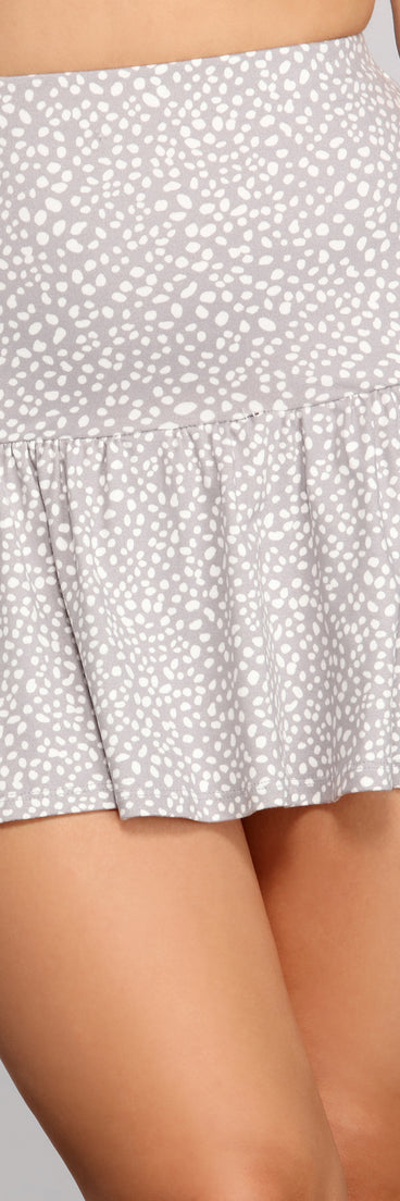 Dotted Darling Ruffle Mini Skirt provides a stylish start to creating your best summer outfits of the season with on-trend details for 2023!