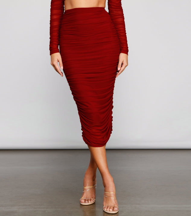Moment For Mesh Ruched Midi Skirt | Windsor