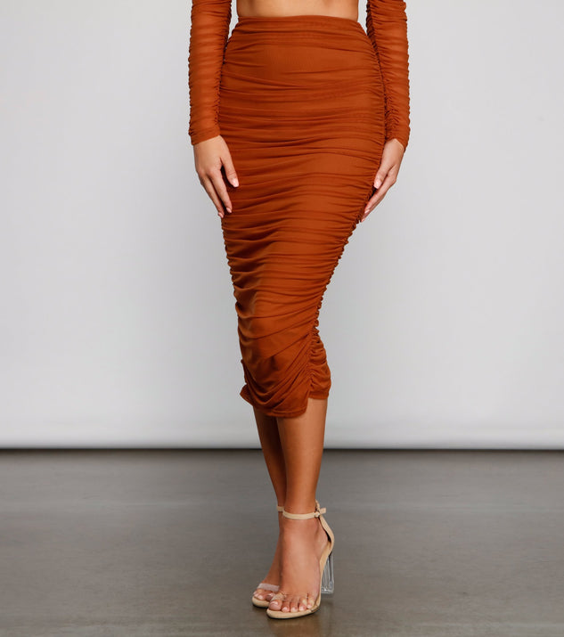 Moment For Mesh Ruched Midi Skirt Windsor