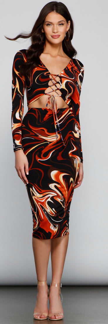 Stunning And Chic Swirl Midi Skirt provides a stylish start to creating your best summer outfits of the season with on-trend details for 2023!