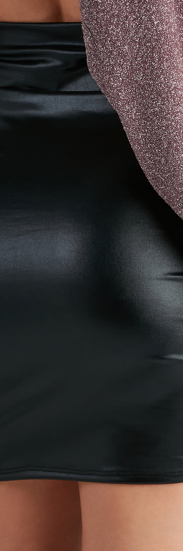 Chic Babe Liquid Leather Wrap Mini Skirt provides a stylish start to creating your best summer outfits of the season with on-trend details for 2023!