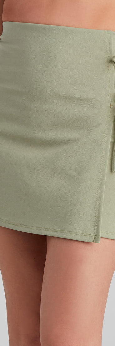 Lace Me Up Crepe Mini Skirt for 2023 festival outfits, festival dress, outfits for raves, concert outfits, and/or club outfits