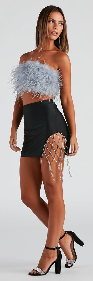 Glam Catch Rhinestone Mini Skirt provides a stylish start to creating your best summer outfits of the season with on-trend details for 2023!