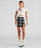 Plaid Crush Slit Mini Skirt for 2023 festival outfits, festival dress, outfits for raves, concert outfits, and/or club outfits