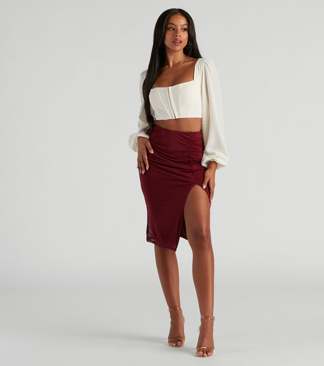 Fab Ruched Mesh Midi Skirt provides a stylish start to creating your best summer outfits of the season with on-trend details for 2023!