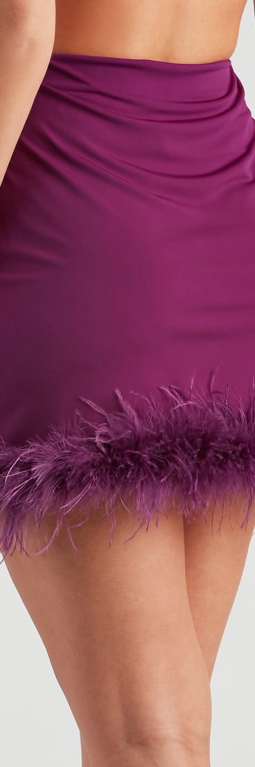 Upscale Diva Marabou Mini Skirt provides a stylish start to creating your best summer outfits of the season with on-trend details for 2023!