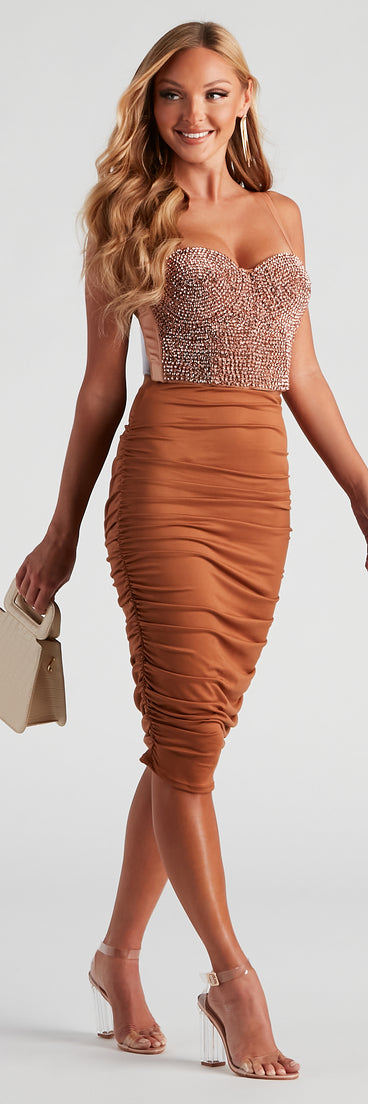 Gorgeous Silhouette Ruched Midi Skirt provides a stylish start to creating your best summer outfits of the season with on-trend details for 2023!