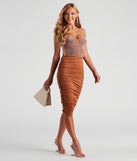 Gorgeous Silhouette Ruched Midi Skirt provides a stylish start to creating your best summer outfits of the season with on-trend details for 2023!