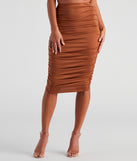 Gorgeous Silhouette Ruched Midi Skirt provides a stylish start to creating your best summer outfits of the season with on-trend details for 2023!