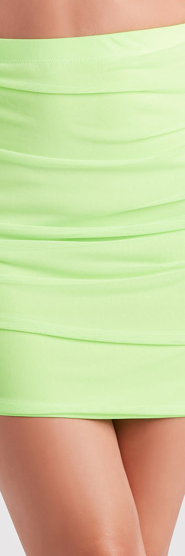 Miami Nights Ruched Mini Skirt provides a stylish start to creating your best summer outfits of the season with on-trend details for 2023!