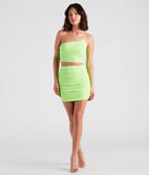 Miami Nights Ruched Mini Skirt provides a stylish start to creating your best summer outfits of the season with on-trend details for 2023!