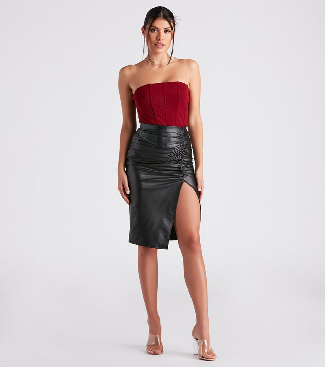 Sassy Intention Faux Leather Skirt provides a stylish start to creating your best summer outfits of the season with on-trend details for 2023!
