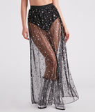 Starry-Eyed Sheer Mesh Maxi Skirt is a fire pick to create 2023 festival outfits, concert dresses, outfits for raves, or to complete your best party outfits or clubwear!