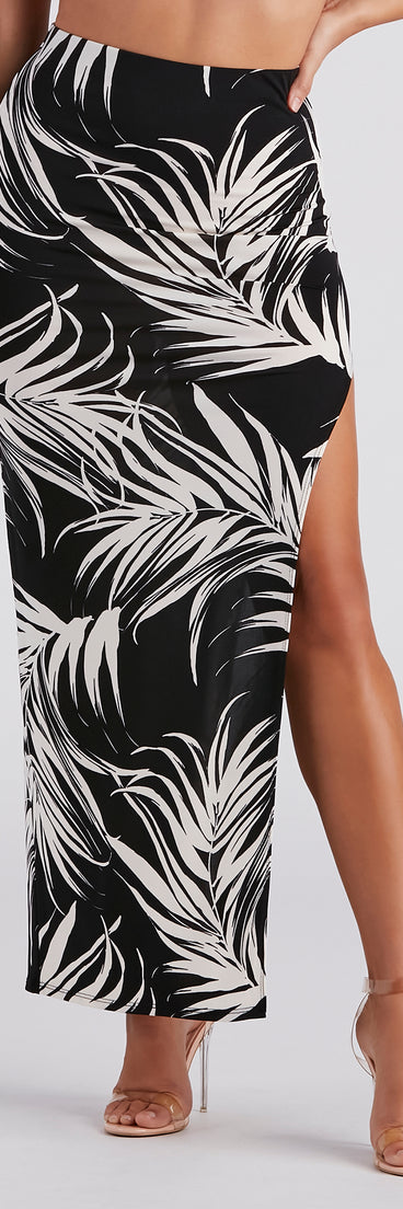 Island Breeze Tropical Print Midi Skirt provides a stylish start to creating your best summer outfits of the season with on-trend details for 2023!