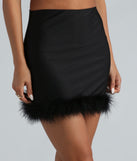 Chic And Fab Marabou Feather Trim Mini Skirt