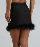 Chic And Fab Marabou Feather Trim Mini Skirt