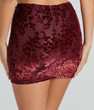 The mini skirt length on the Twice As Flirty Flocked Velvet Mini Skirt adds a sultry detail to your going-out outfits or everyday looks.
