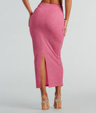 Effortlessly create holiday party outfits or vacation-ready looks with the Glittery Vibes High Slit Maxi Skirt, one part of a versatile women's matching set perfect for quick and easy outfit combinations from layering chic outfits to transitioning your look seamlessly.