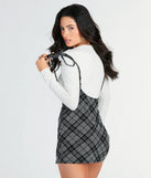 Check It Plaid Mini Skirt With Suspenders