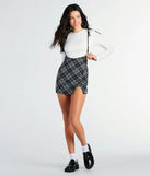 Check It Plaid Mini Skirt With Suspenders