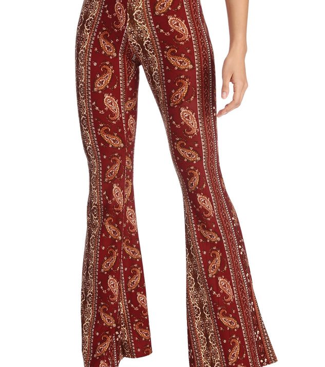 Boho Wanderer Paisley Flared Pants is a trendy pick to create 2023 festival outfits, festival dresses, outfits for concerts or raves, and complete your best party outfits!